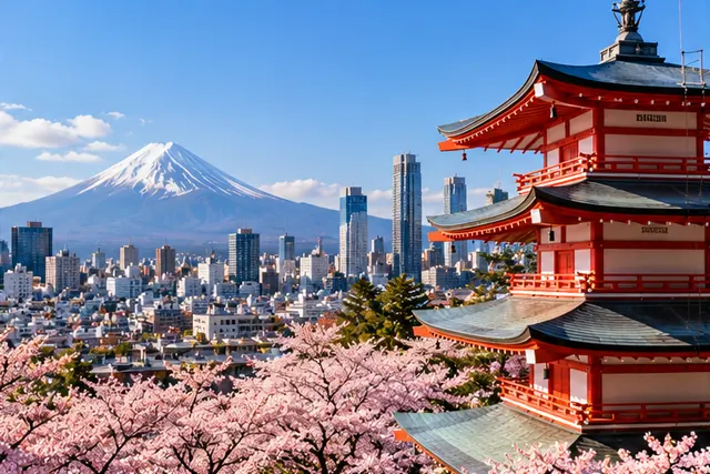 Mont Fuji et cerisiers